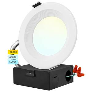 4 in. LED Recessed Light with J-Box CCT 3000K/4000K/5000K Integrated LED Recessed Light Kit Dimmable Wet Rated IC Rated