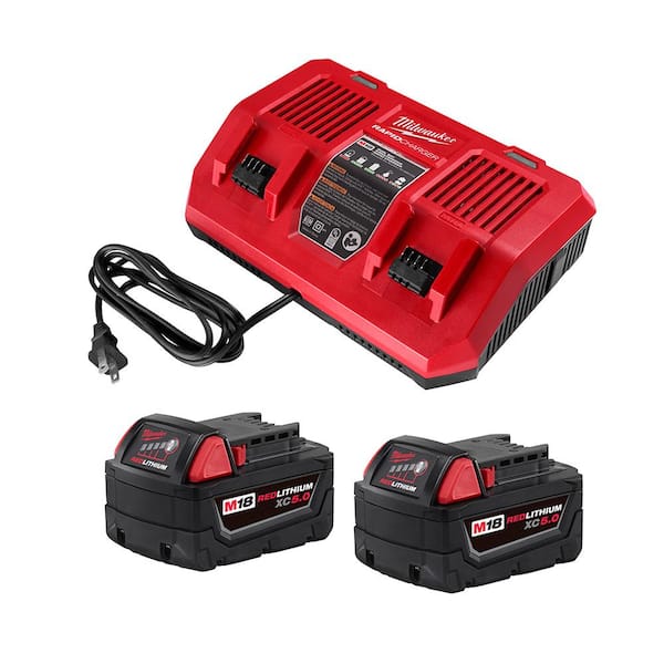 Milwaukee M18 18-Volt Lithium-Ion Starter Kit with Two 5.0 Ah Battery Packs and Dual Bay Rapid Charger