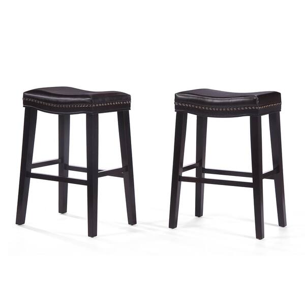Noble House Rosalie 30 in. Brown Saddle Stools (Set of 2)
