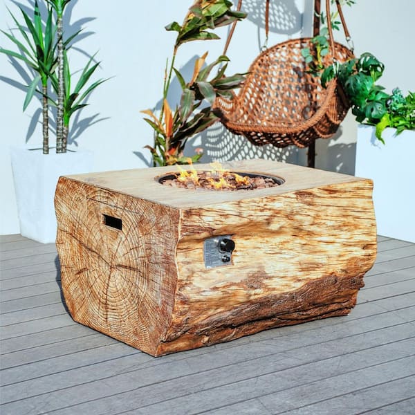 Numa Brown Rectangular Composite Outdoor Fire Pit Table