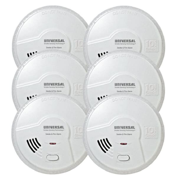 Universal Security Instruments 2 in. 1 Smoke and Fire Detector, 10-Year Sealed Battery Operated Dual Sensing Microprocessor Intelligence (Case of 6)