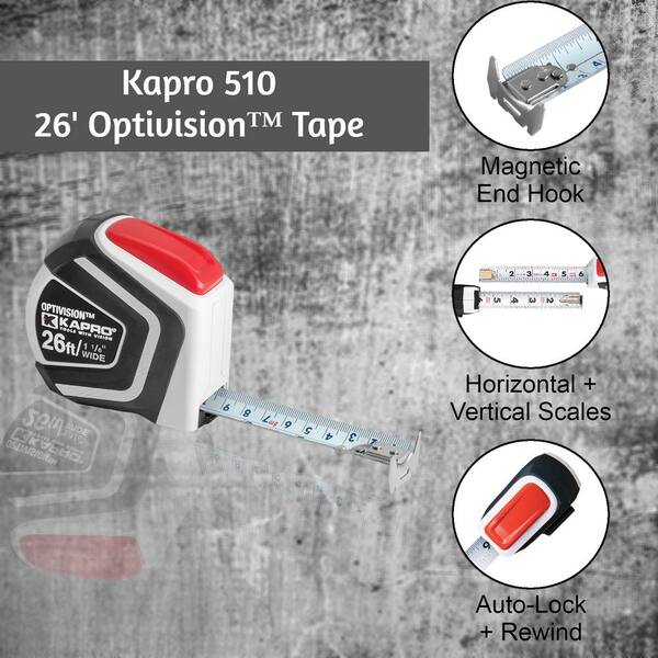 Kapro 26 Feet Optivision Tape Measure - inch 510-26