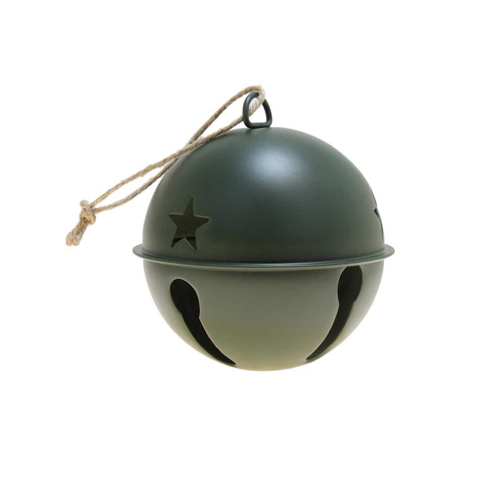 Traditional Red, Green, Silver Metal Jingle Bell Ornaments Set
