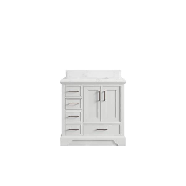 Willow Collections Charlotte 36 in. Single Sink Freestanding White Bath Vanity with Empira White Qt. Top Unassembled