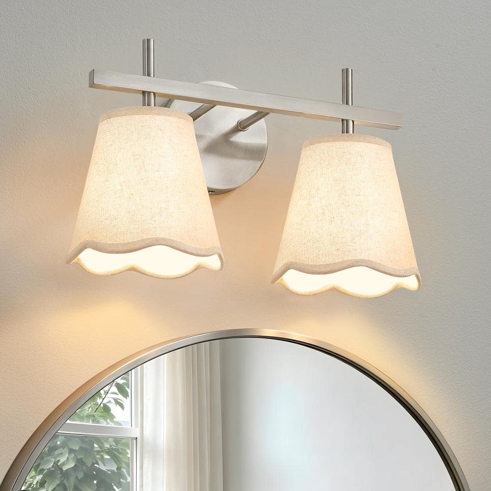 13 In. 2-Light Nickel Indoor Vanity Light with Linen Shade price history on PriceWatchPro