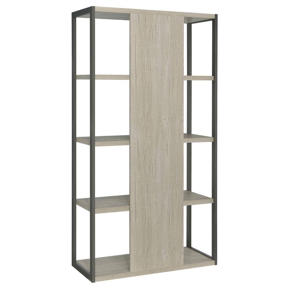 Gray and Whitewashed Wood 4-Shelf Contemporary Bookcase