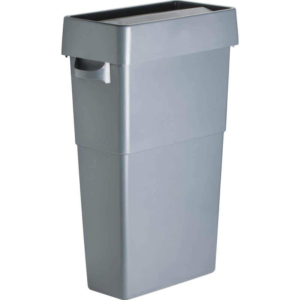Gray 23 Gallon Space-Saving Waste Container with Handles