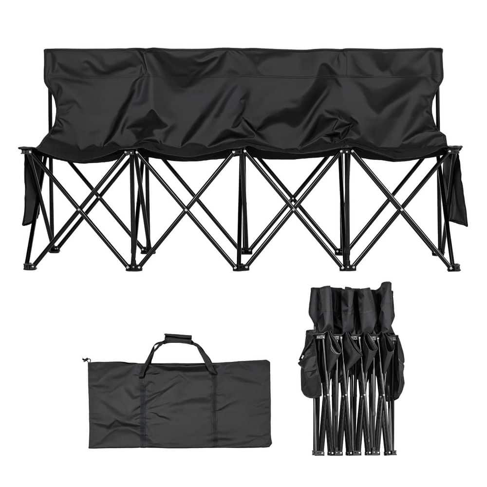 SKYSHALO Portable Folding Bench, 4-Seat Foldable Soccer Bench with