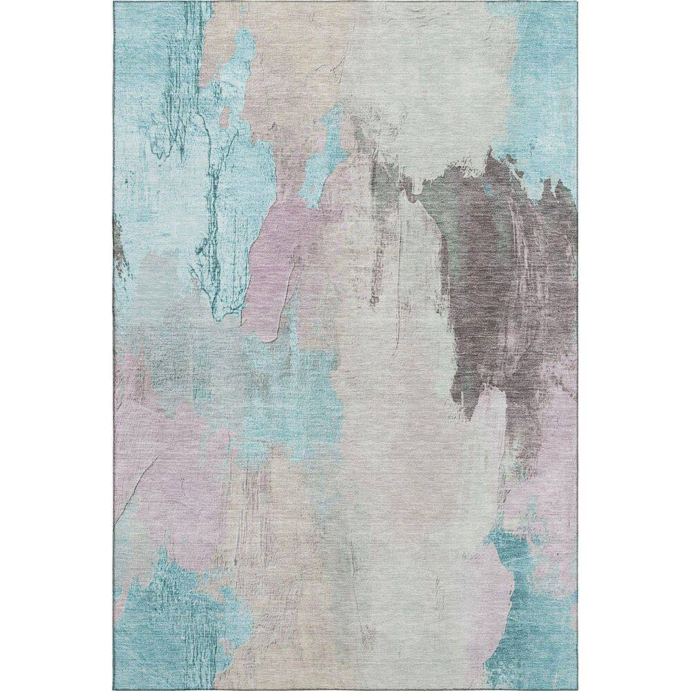Mayfield Premium Machine Washable Abstract AMF1968 Teal 3 ft. x 5 ft. Area Rug price history on PriceWatchPro