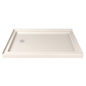 SlimLine 48 in. x 34 in. Double Threshold Shower Pan Base in Biscuit with Left Hand Drain