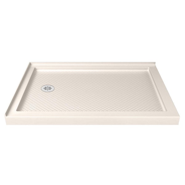 DreamLine SlimLine 48 in. x 34 in. Double Threshold Shower Pan Base in Biscuit with Left Hand Drain