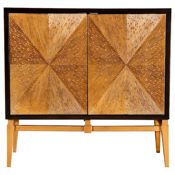 Coaster Zira Brown and Dark Brown Wood 36 in. W Sunburst 2-Door Sideboard