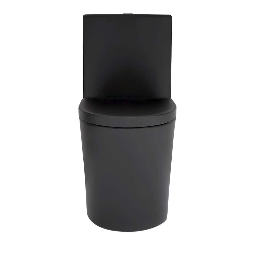 28 in. 1-piece 1.1/1.6 GPF Dual Flush Elongated Toilet in Matte Black Seat 