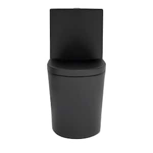 28 in. 1-piece 1.1/1.6 GPF Dual Flush Elongated Toilet in Matte Black Seat Included