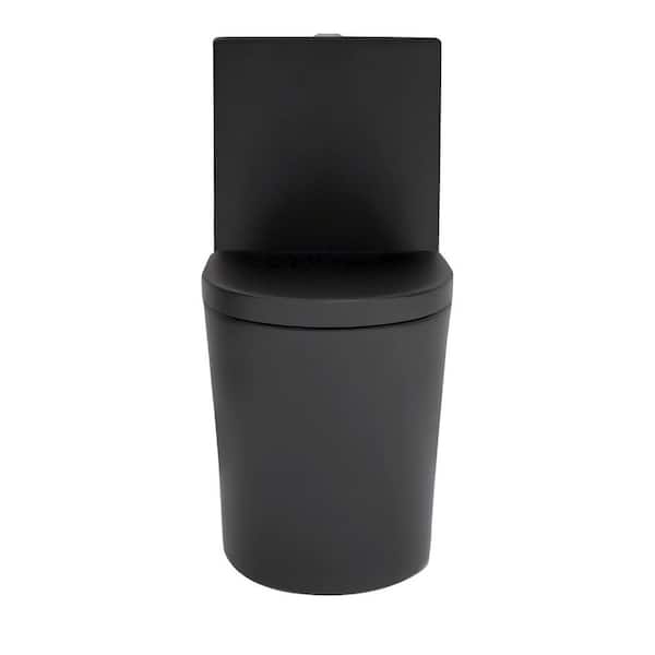 Unbranded 28 in. 1-piece 1.1/1.6 GPF Dual Flush Elongated Toilet in Matte Black Seat Included