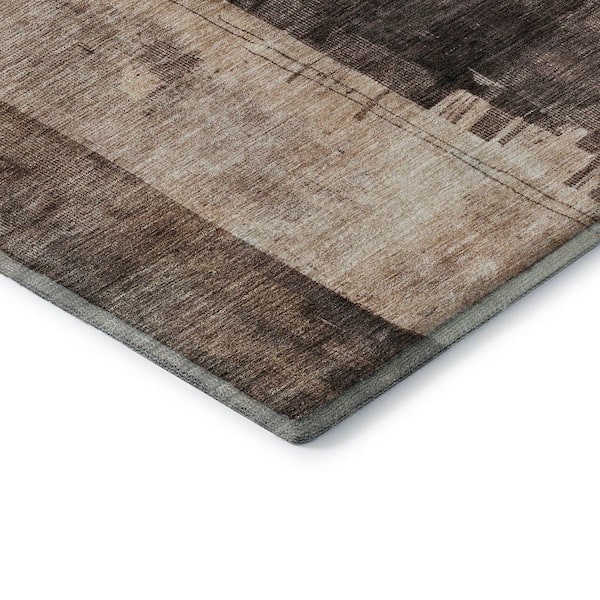 Mayfield Premium Machine Washable Abstract AMF1202 Brown 8 ft. x 10 ft. Area Rug