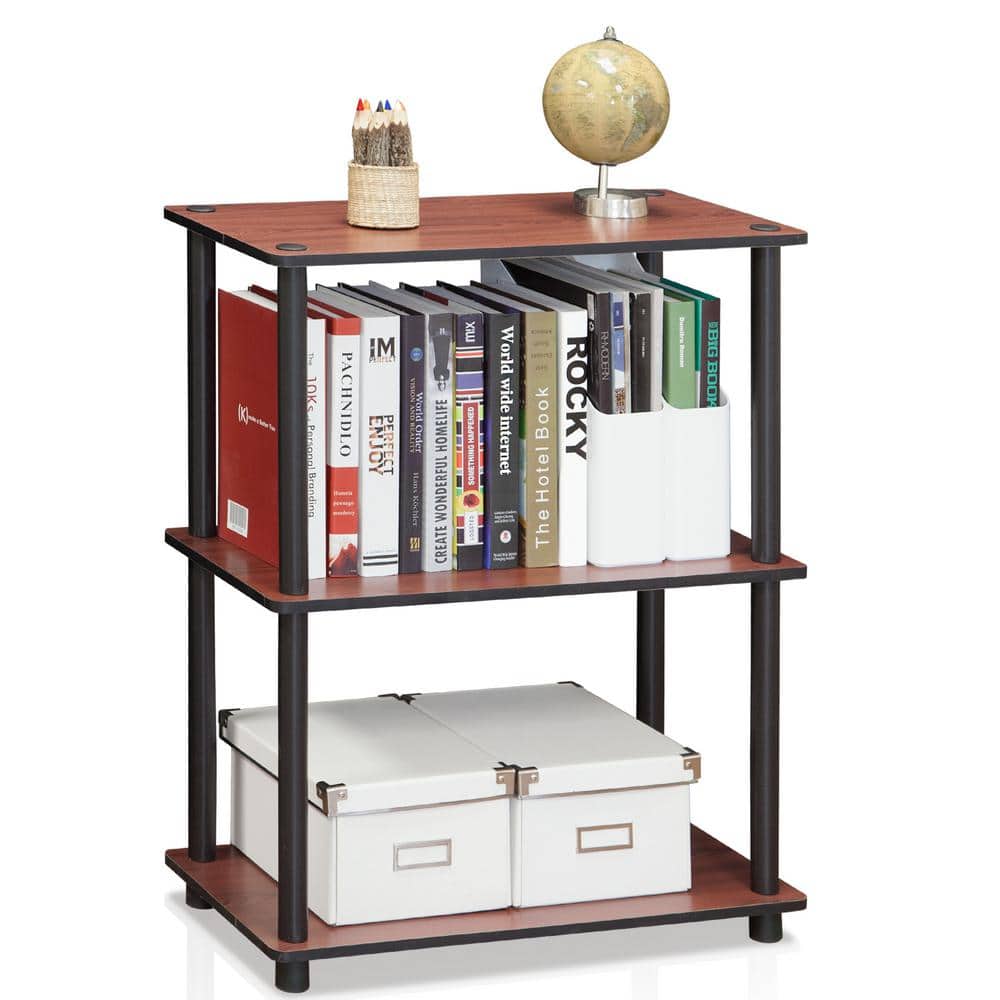 Dark Cherry Adjustable 3-Tier Compact Bookcase
