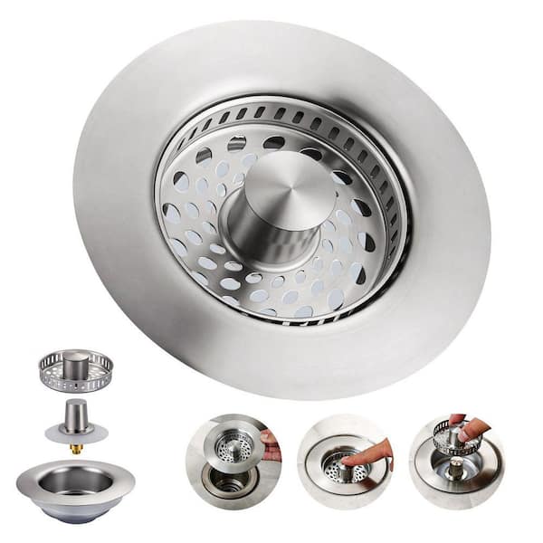 4.5 in. Stainless Steel Strainer Basket Universal Replacement for Kitchen Sink Drains in Brushed Nickel