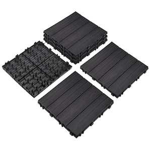 Square 1 ft. x 1 ft. Wood-Plastic Composite Deck Tiles in Modern Ebony (6-Pack)