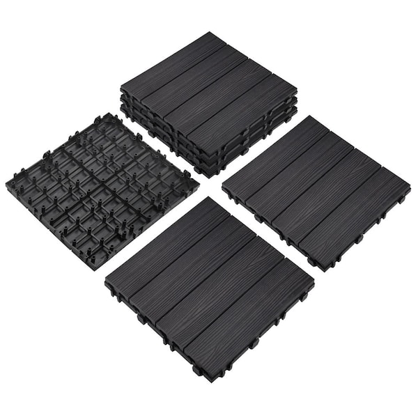 Design House Square 1 ft. x 1 ft. Wood-Plastic Composite Deck Tiles in Modern Ebony (6-Pack)