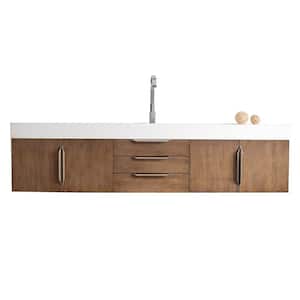 Mercer Island 72.5 in. W 19 in. D x 18.3 in. H Single Bath Vanity in Latte Oak with Solid Surface Top in Glossy White