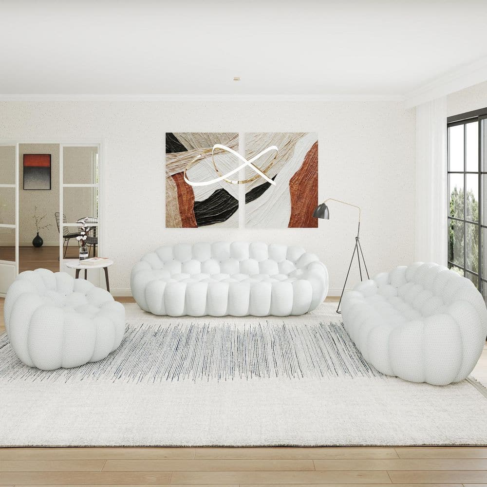 変身／couch>>case Magic Home Modern (3-Piece) Gray Mesh Fabric Living Room Set