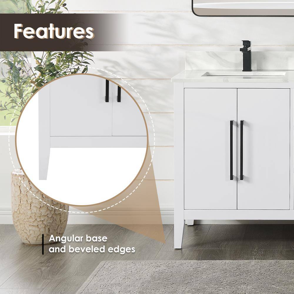 Laurel 60" White Double Vanity with Calacatta Quartz Top