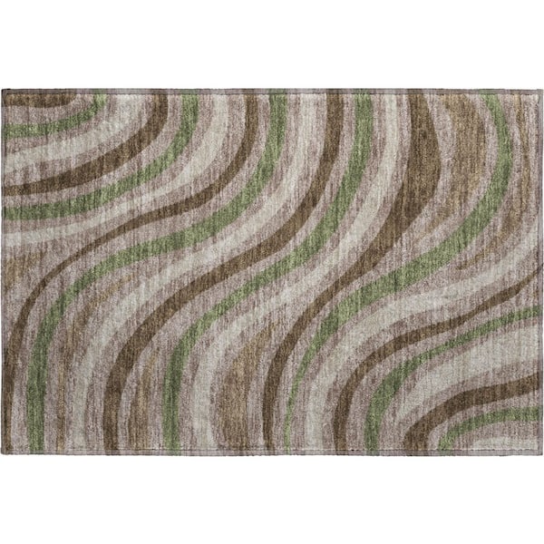 Mayfield Premium Machine Washable Abstract AMF2490 Chocolate 2 ft. x 3 ft. Accent Rug