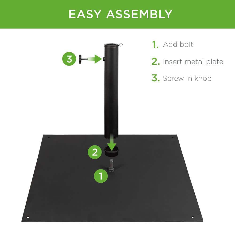 38.5lb Black Steel Square Patio Umbrella Base