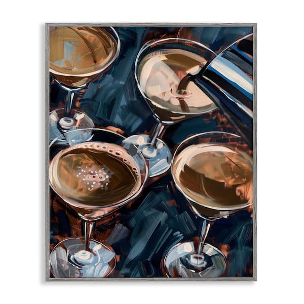 Stupell Industries Pouring Espresso Martini by LSR Design Studio Gray Framed Food Giclee Art Print 20 in. x 16 in.