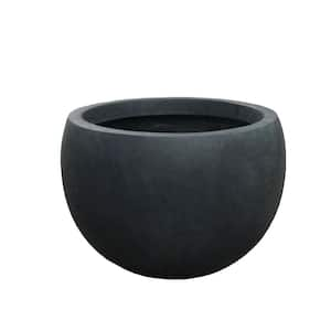 20 in. W Round Charcoal Concrete/Fiberglass Indoor Outdoor Elegant Bowl Planter