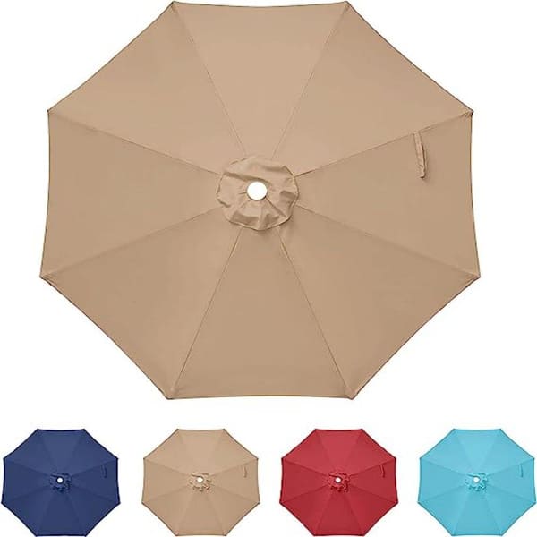 ToolCat 9 ft. Patio Umbrella Replacement Canopy Outdoor Table Market Yard Umbrella Replacement Top Cover Tan