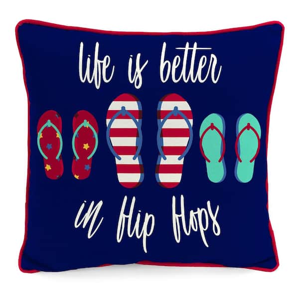 Jordan Manufacturing 16 in. L x 16 in. W x 4 in. T Outdoor Throw Pillow in Flip-Flops
