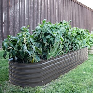 17 in. H Galvanized Garden Bed 9-in-1 Large Planter Box Outdoor in Dark Gray