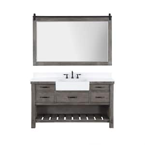 Villareal 60 in. W x 22 in. D x 34 in . H Single Sink Bath Vanity in Classical Grey with Composite Stone Top and Mirror