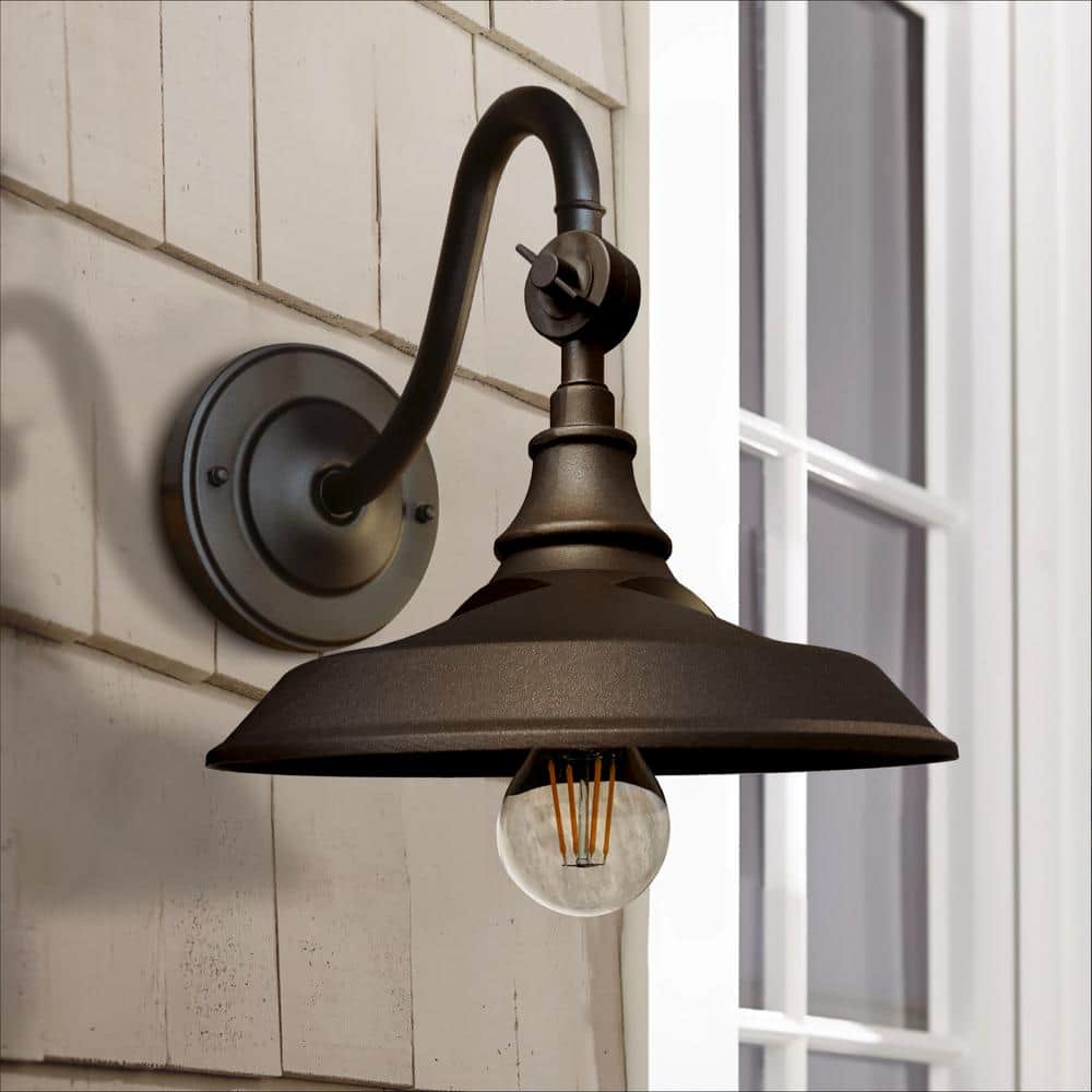 Dark Bronze Solar LED Barn Light with Gooseneck