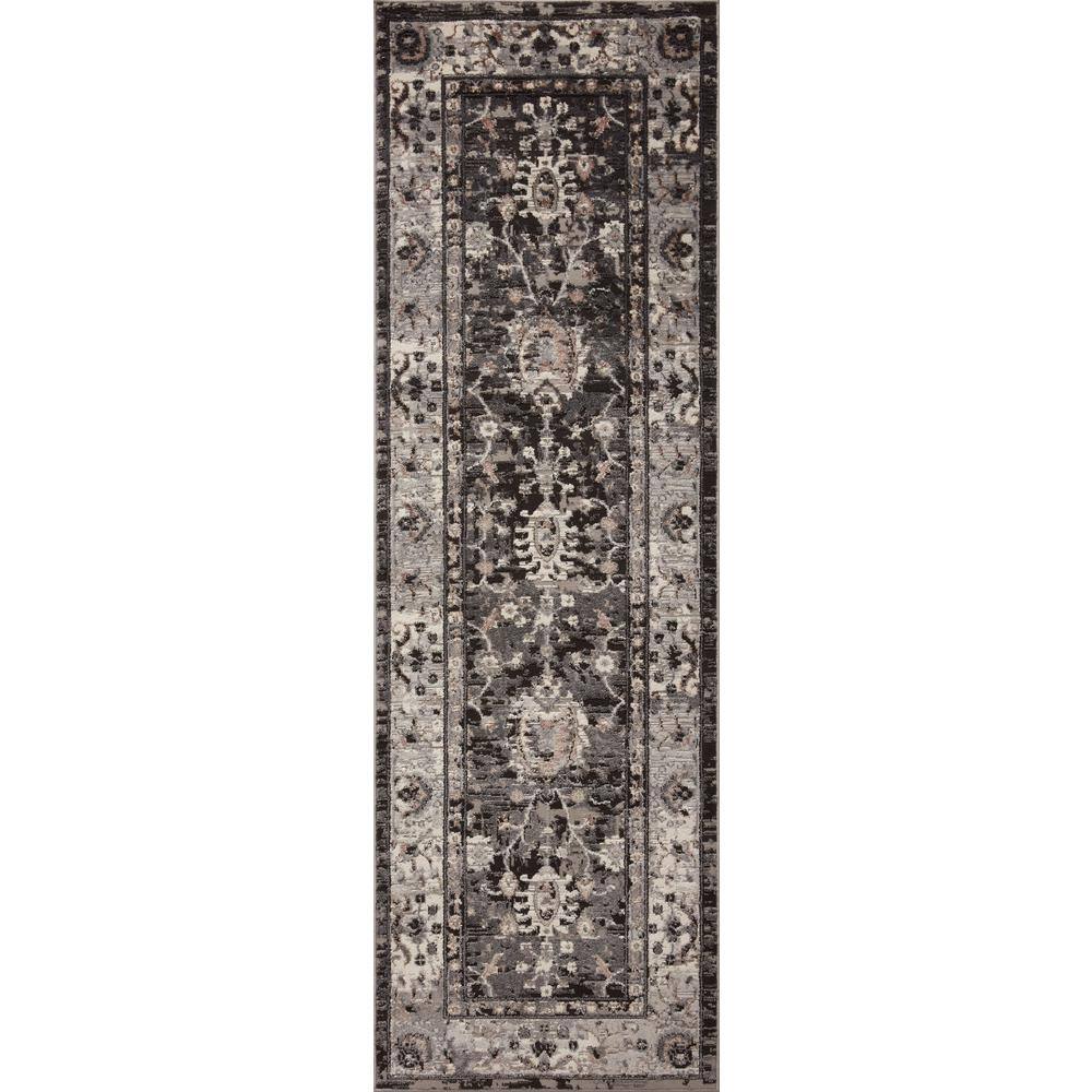 Estelle Charcoal Grey 7'-10" x 10'-2" Oriental Wool-Blend Area Rug