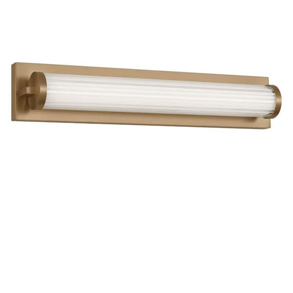 Weston 22 in. W x 4.25 in. H Satin Brass Bathroom LED Vanity Light with Ribbed Glass Lens