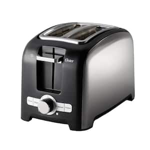 2 Slice Black Toaster with Extra-Wide Slots in Brushed Stainless Steel