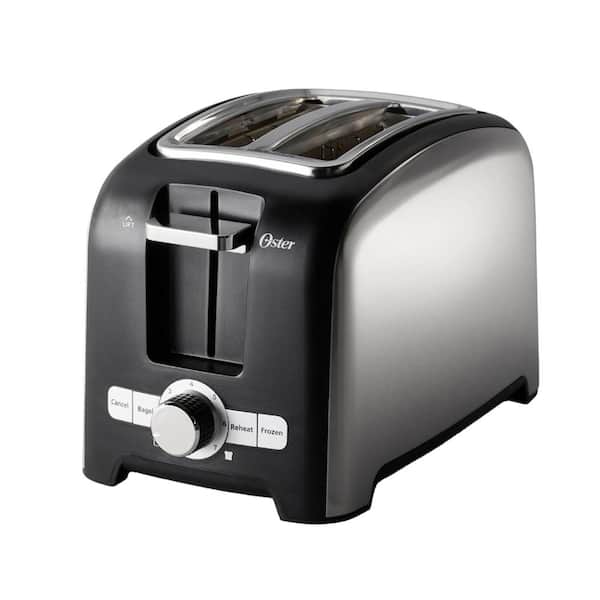 Oster 2 Slice Black Toaster with Extra-Wide Slots in Brushed
