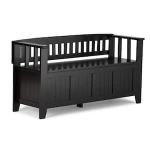 Acadian Solid Wood 48 in. Wide Transitional Entryway Storage Bench in Black