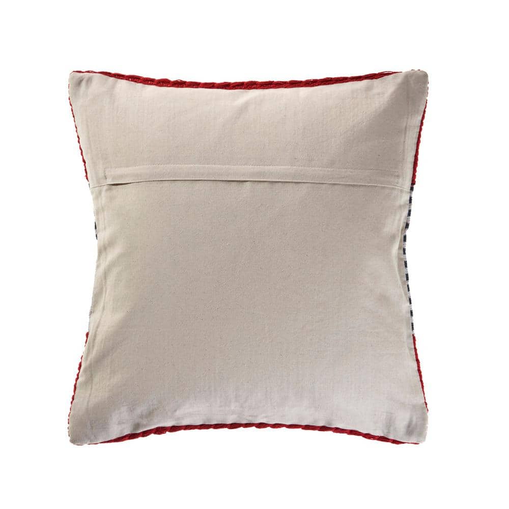 Red and Blue Nautical Striped Square Throw Pillow