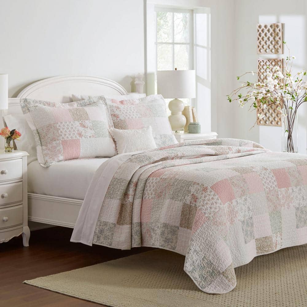 Laura Ashley Celina Patchwork 2-Piece Pink Floral Cotton Twin