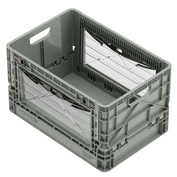 Full-Size Collapsible Crate 24-QT 200-LB Stacking Capacity Durable Stackable Storage Bin with Lid and Dividers Aircraft