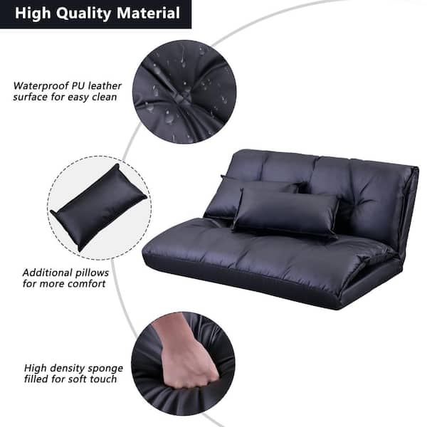 URTR 43.3 in. Beige Twin Foldable Floor Sofa Bed, Folding Futon