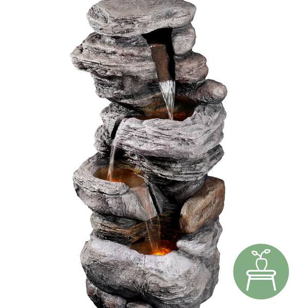 Details about   Peaktop Water Fountain & Lights Indoor Outdoor Rock Ornament 3 Tiers PT-WF0001 