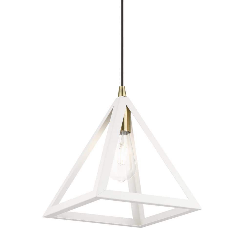 Textured White Mini Pendant with Antique Brass Accents