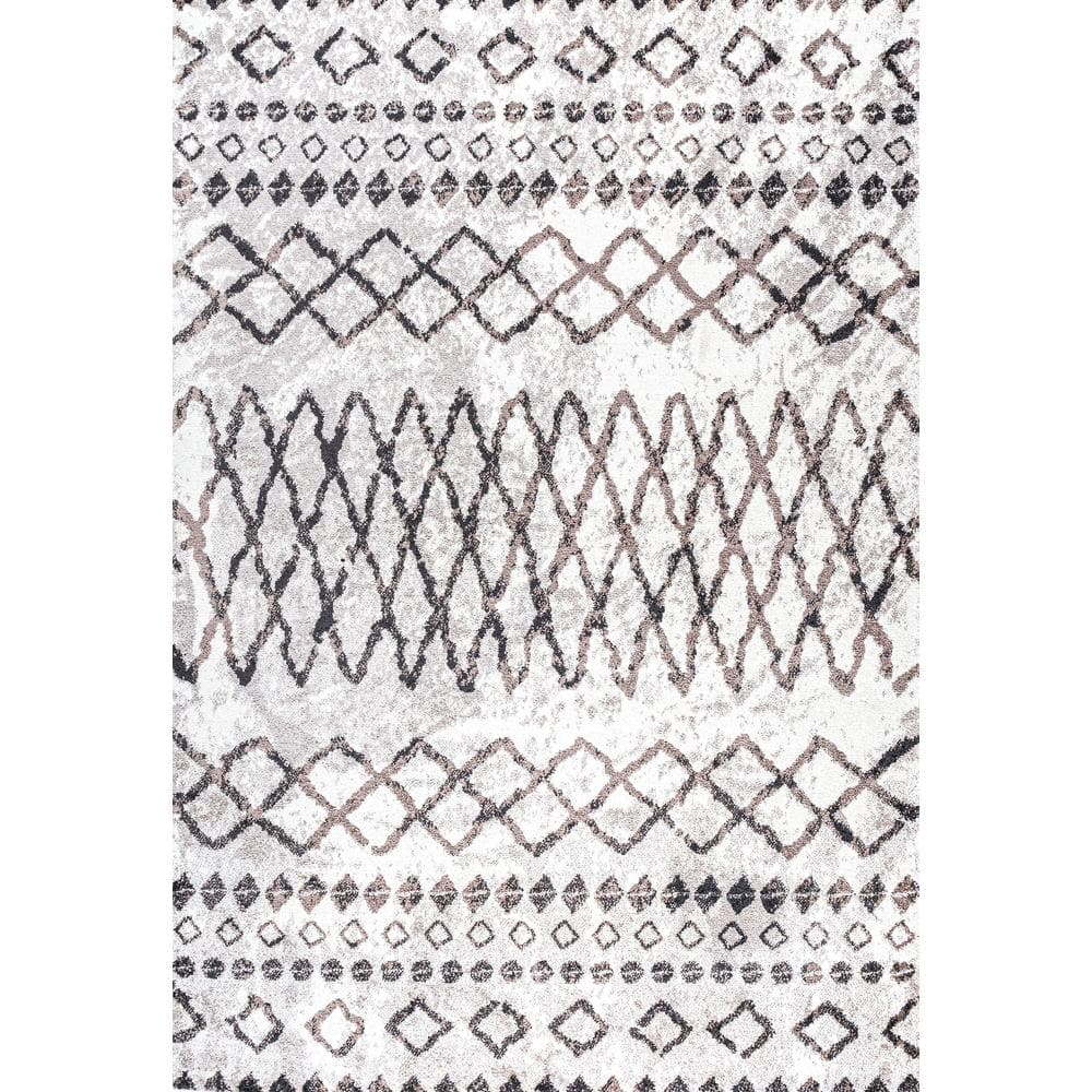 Aksil Moroccan Diamond Ivory/Brown 4 ft. x 6 ft. Area Rug