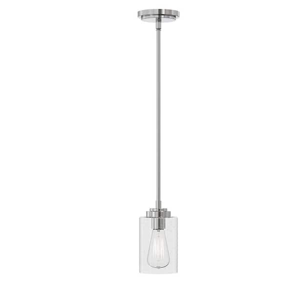 LumLight Coslin 1-Light 4.75 in. Brushed Nickel Plug and Play Pendant with SkyPlug