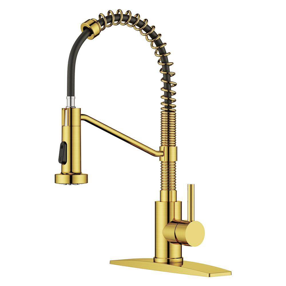 androme Single Handle Pull Down Sprayer Kitchen Faucet in Gold H0027G